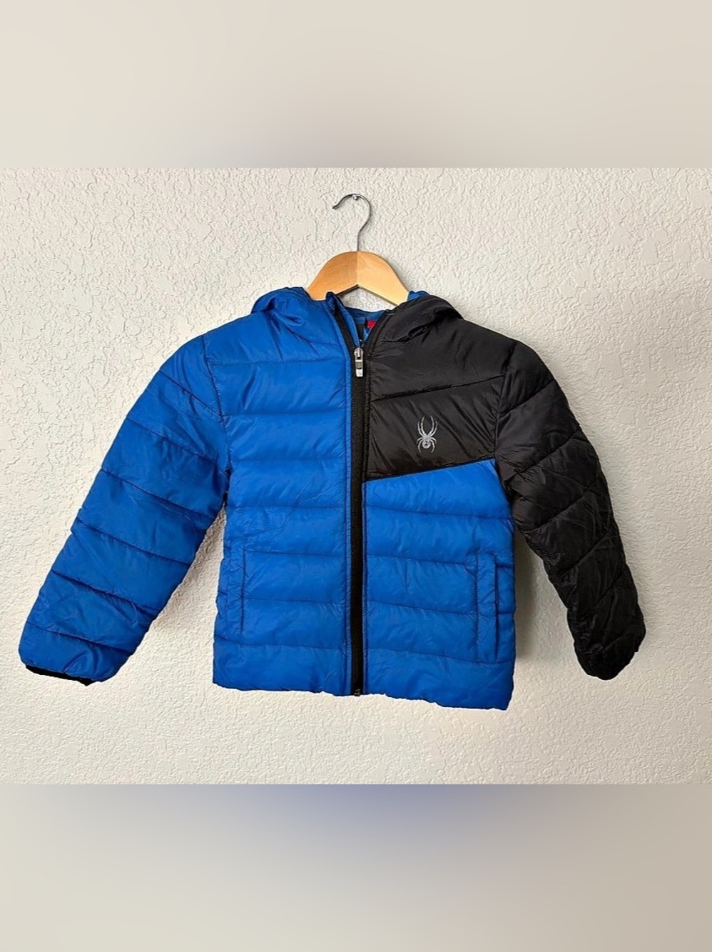 Spyder Boys Puffer Jacket Blue & Black Boys Size 7